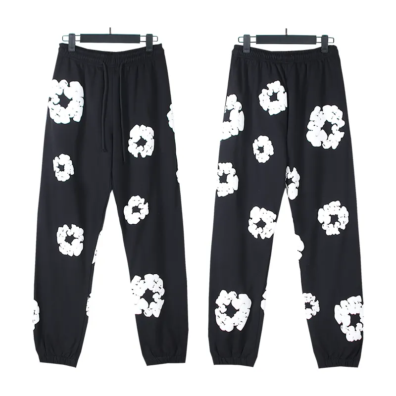 720# P186 Real shot DENIM TEARS main line Kapok foam printed American casual sweatpants Fabric 380g pure cotton terry cloth Color: black gray black-gray red dark green royal blue orange pink light blue carbon gray color blue white purple lake blue code number: S M L XL